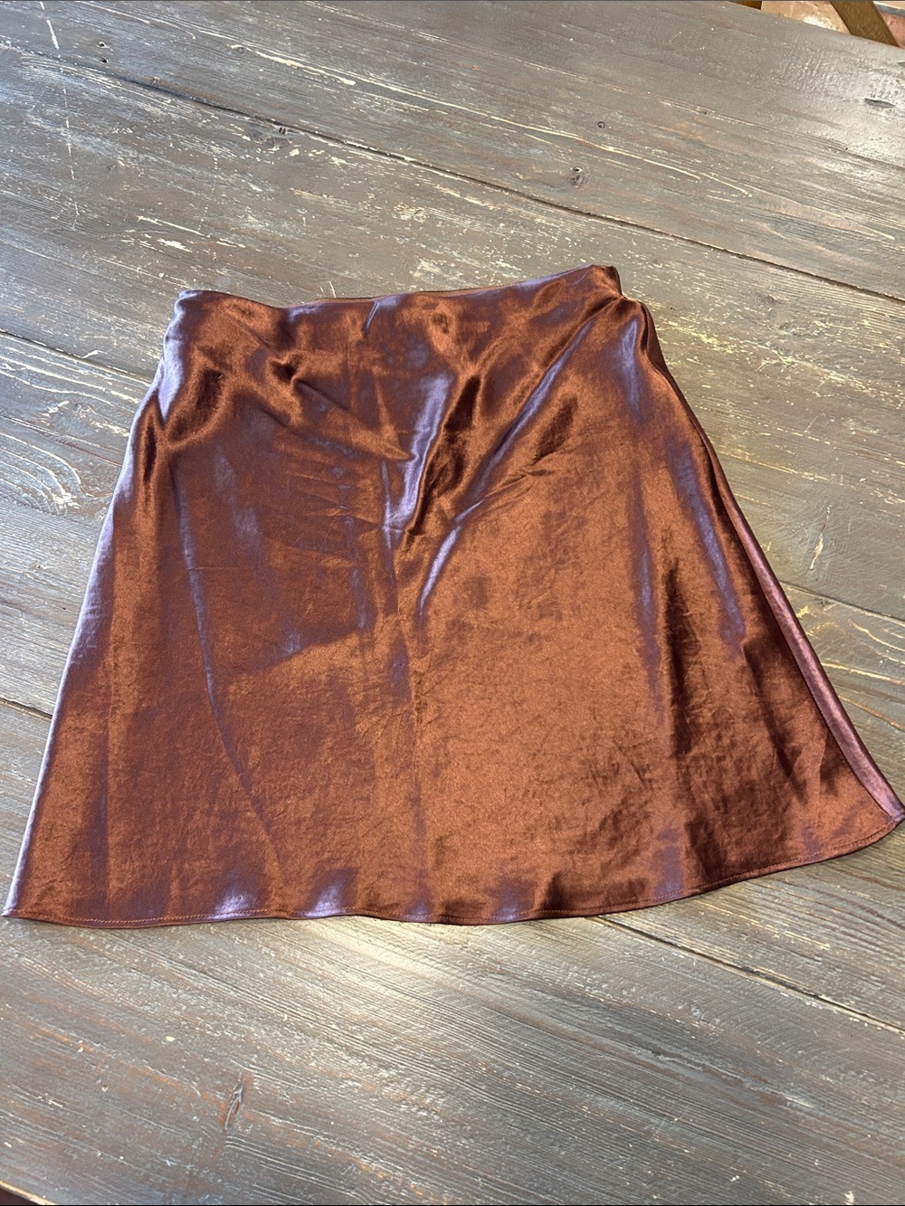 Aritzia Barton Satin A-Line Satin Mini Skirt in Chocolate Brown